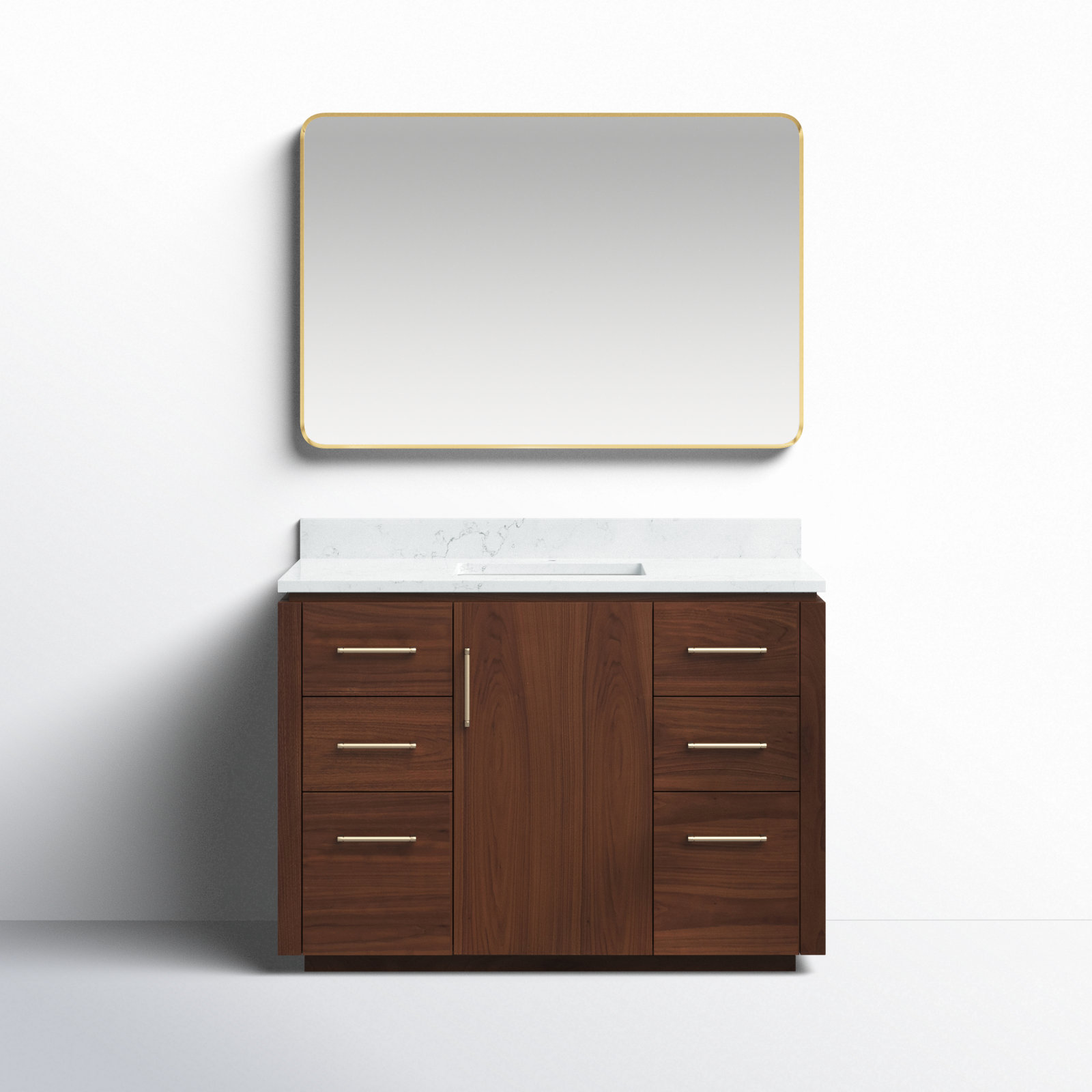 Cloverfield 48'' Single Bathroom Vanity, Natural Walnut, Gold
