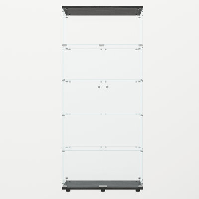 Black File Cabinet With Color - Changing Lights And Locks, Made Of Particle Board Tempered Glass, 13.84" Wide, 76.17" Tall High