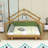 Twin Wooden House Bed With Soft Padded Rails-1925475695
