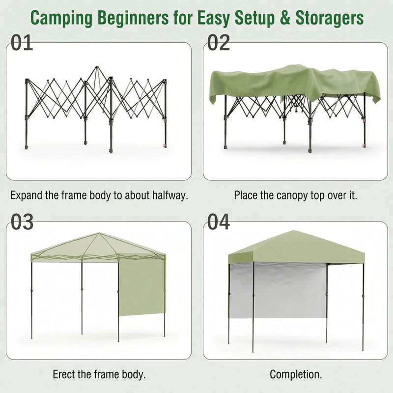 Easy Assembly Pop-Up Gazebo Tent 2.2 x 2.2m – Waterproof & UV-Resistant Outdoor Shelter – Heat Insulation, Side Panel, Collapsible, Portable, Storage Bag