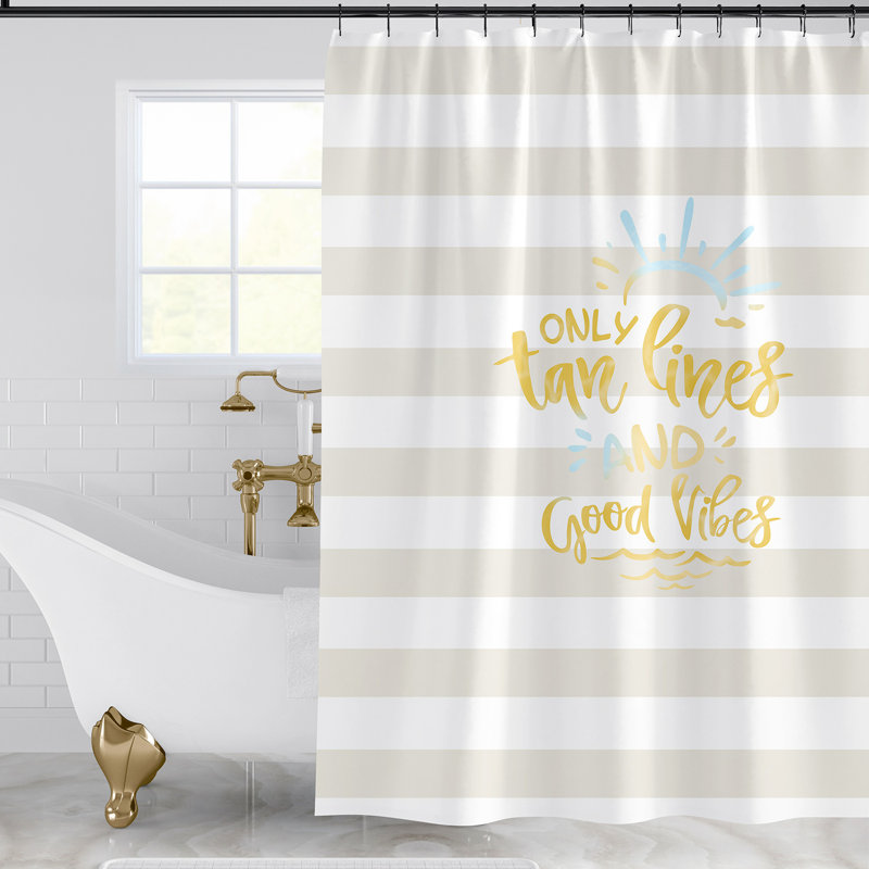 Mignon rideau de douche rayé avec crochets, Jaune