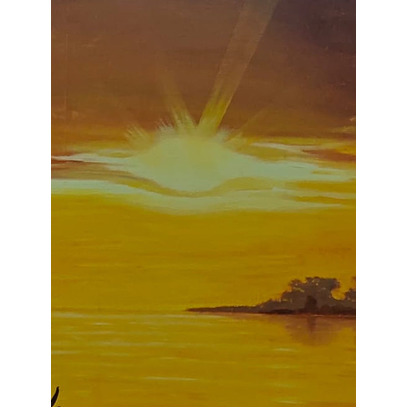Buck debout dans l'herbe au coucher du soleil | Huile sur toile | Par Sandeep Singh Randhawa