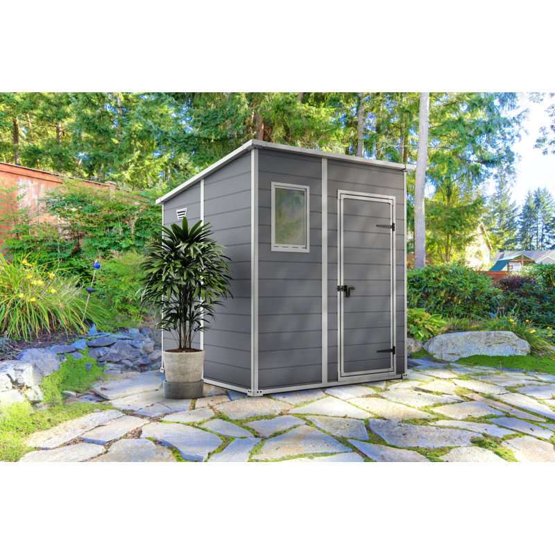 Keter Manor Pent Outdoor Garden Storage Shed 6 x 6ft - Grey