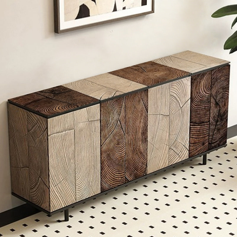 Buffet décoratif rétro en bois manufacturé, H 29,53 po x l 70,87 po x P 15,75 po