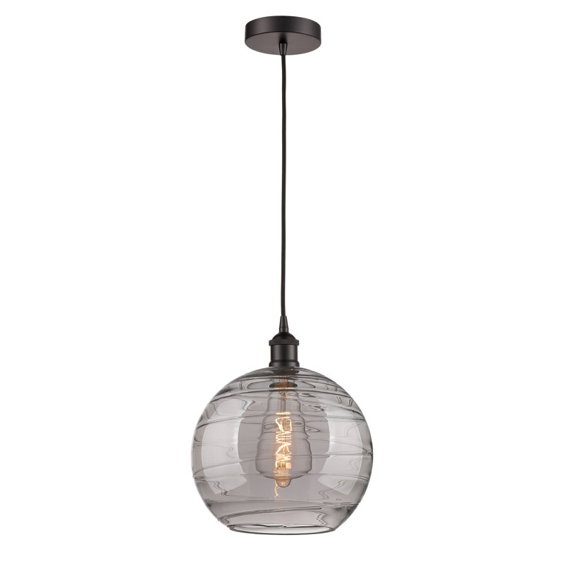 1 - Light Single Globle Pendant, Oil Rubbed Bronze, 13.38" H x 12" W x 12" D, Light Smoke