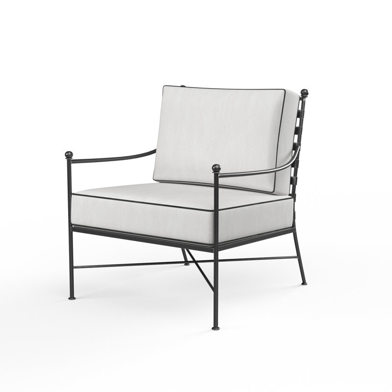 Chaise de patio avec coussins Sunbrella Lucier, Toile Sunbrella® naturel