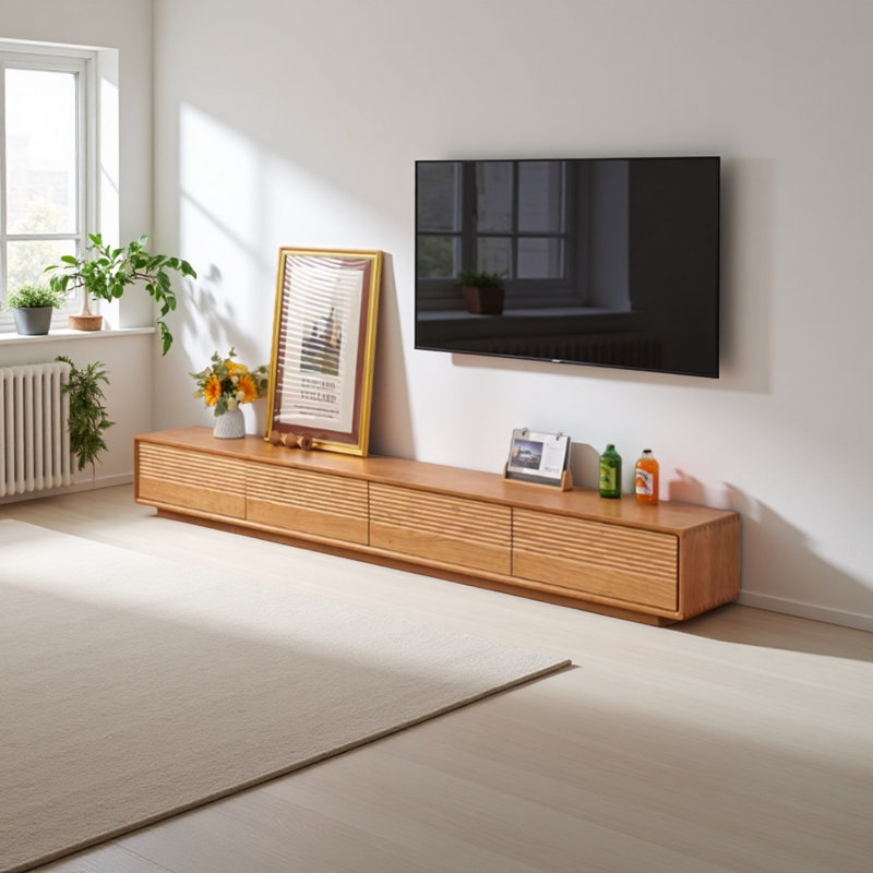 Meuble télé en bois de cerisier massif, H 11,81 po x L 62,99 po x l 15,74 po