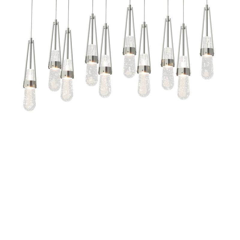 Link 10 - Light Pendant, Long: 19" to 130", Clear Bubble Glass, Sterling
