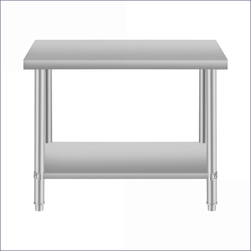 Table basse en acier inoxydable avec tablette inférieure, 36 po x 24 po, hauteur 32 po - Facile à nettoyer et durable pour le salon