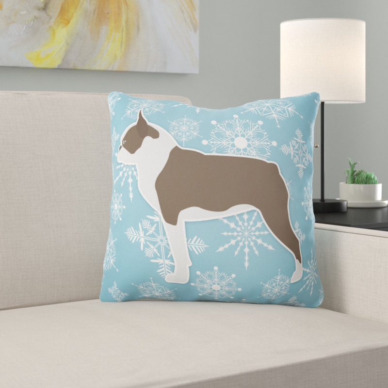 Coussin intérieur/extérieur en flocons d’hiver, H 18 po x l 18 po x P 3 po