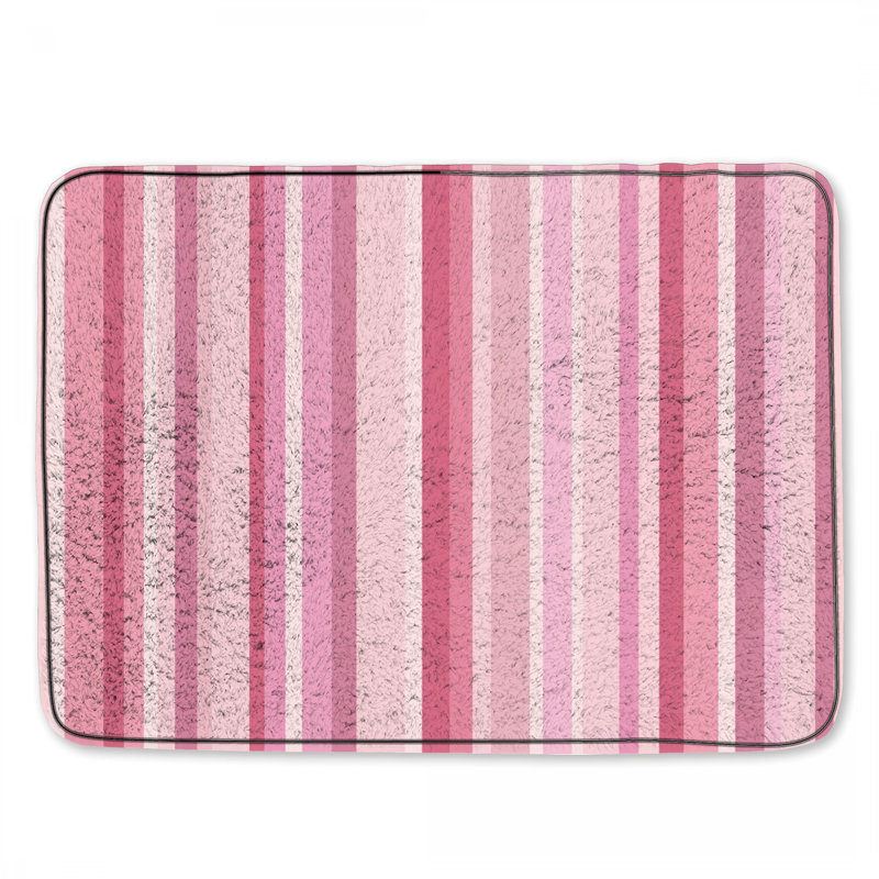 Tapis de bain à rayures, Simple - L 34 po x l 21 po, Rose / rayures rouges