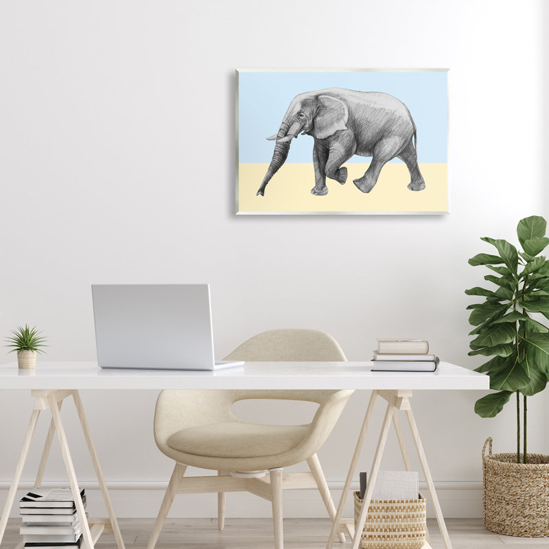 «Stepping Elephant in S Croquis», plaque murale, design par Violeta Vollmer, H 13 po x l 19 po