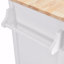 Chariot de cuisine avec comptoir à abattants en bois d'hévéa, porte de grange coulissante dissimulée à hauteur réglable, îlot de cuisine sur 4 roues avec armoire de rangement et 2 tiroirs