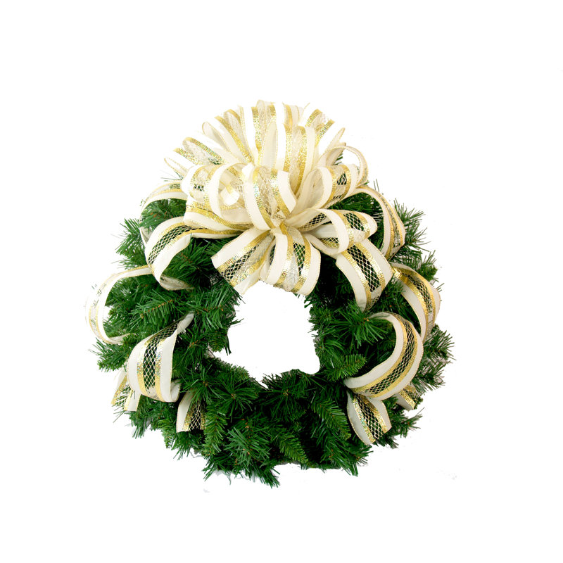 Holiday Ribbon 26" Wreath, Ivory