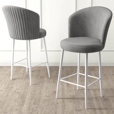 Ensemble de tabourets de bar modernes (2 pièces), cappuccino et blanc, 18,1 po x 42,1 po x 15,7 po | Structure 100% métal, tissu Babyface, hauteur du siège 70 cm, hauteur du dossier 14,5 po | Conception élégante et durable pour les bars et les cuisines