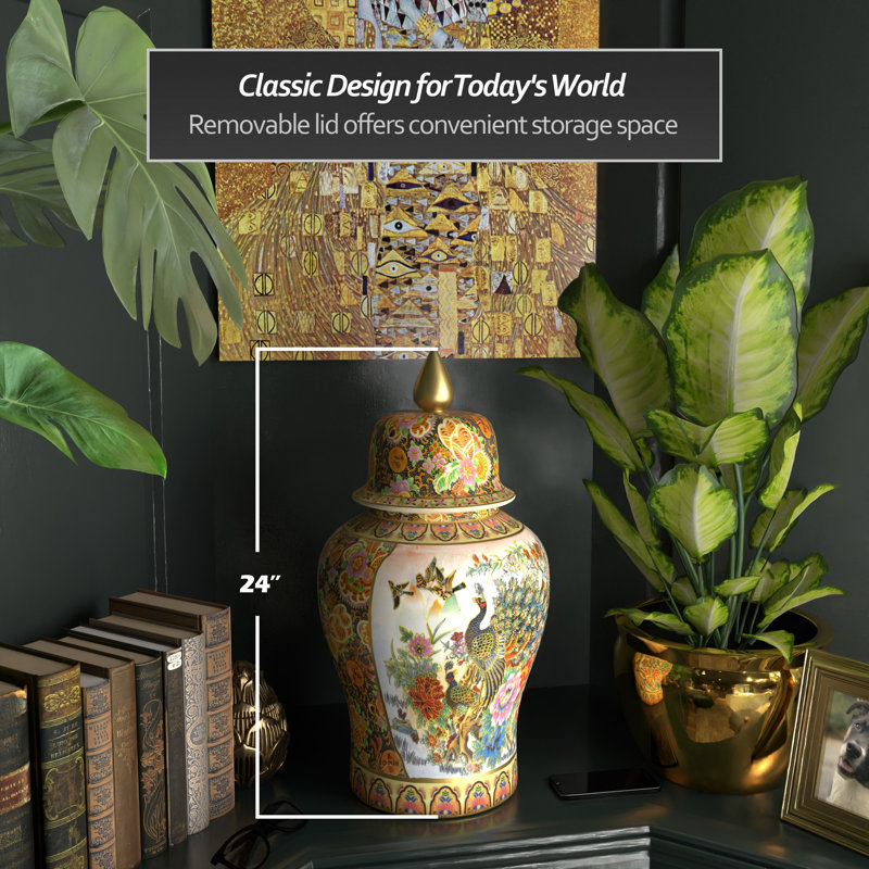 Timeless Chinese Temple Jar, 24", Satsuma
