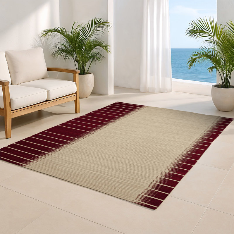 Tapis intérieur / extérieur beige HorizontalStripes, Rectangulaire 2 pi x 3 pi
