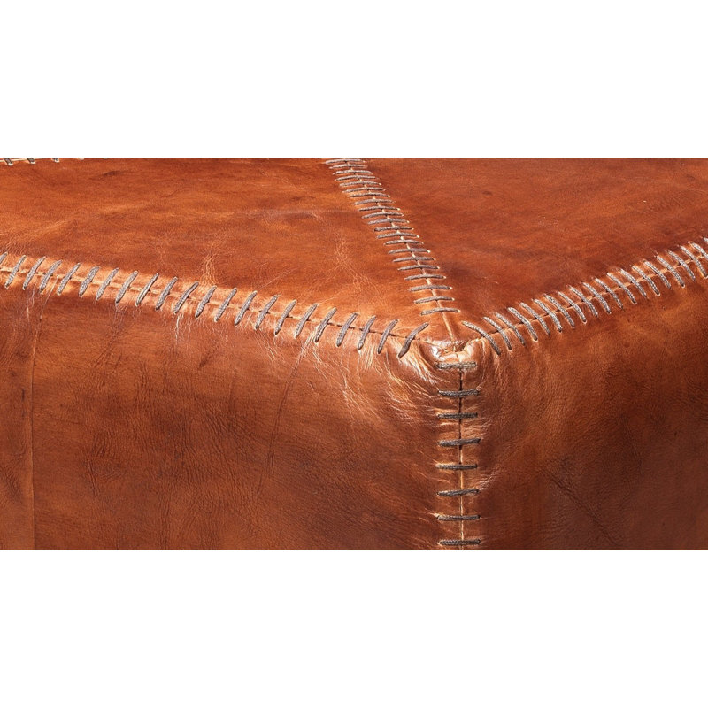 Repose-pieds Virginia, Petit, Cuir véritable tabac