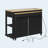 47 inch Kitchen Island with Extendable Dining Table, Rubber Wood Veneer Kitchen Table with Internal Storage Rack, Power Outlet, Kitchen island with Storage 2 Drawers 2 Cabinet, Black-129123379