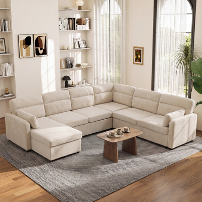 120" Sectional Sleeper Sofa, Modular Sofa Bed with Large Storage for Living Room