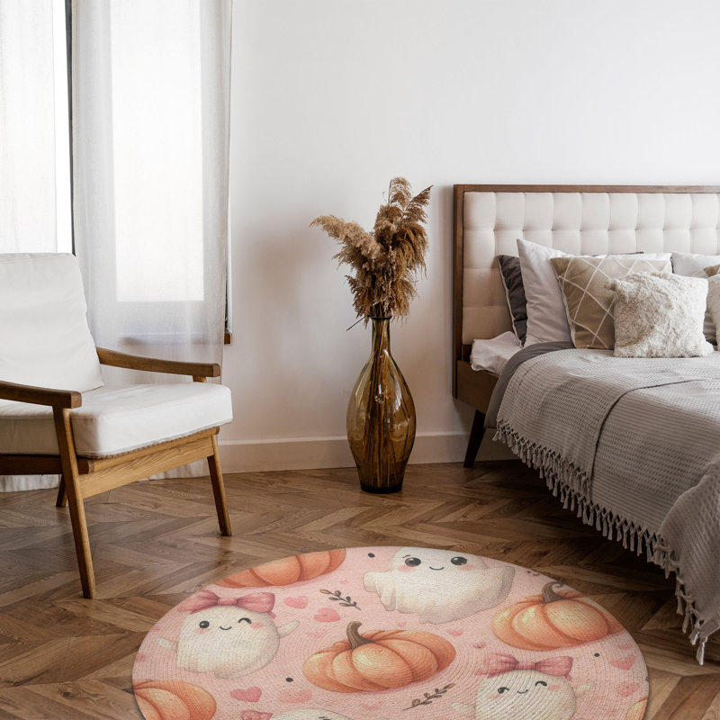 Tapis tressé Haunted Gourd Friends, Rond 5 pi