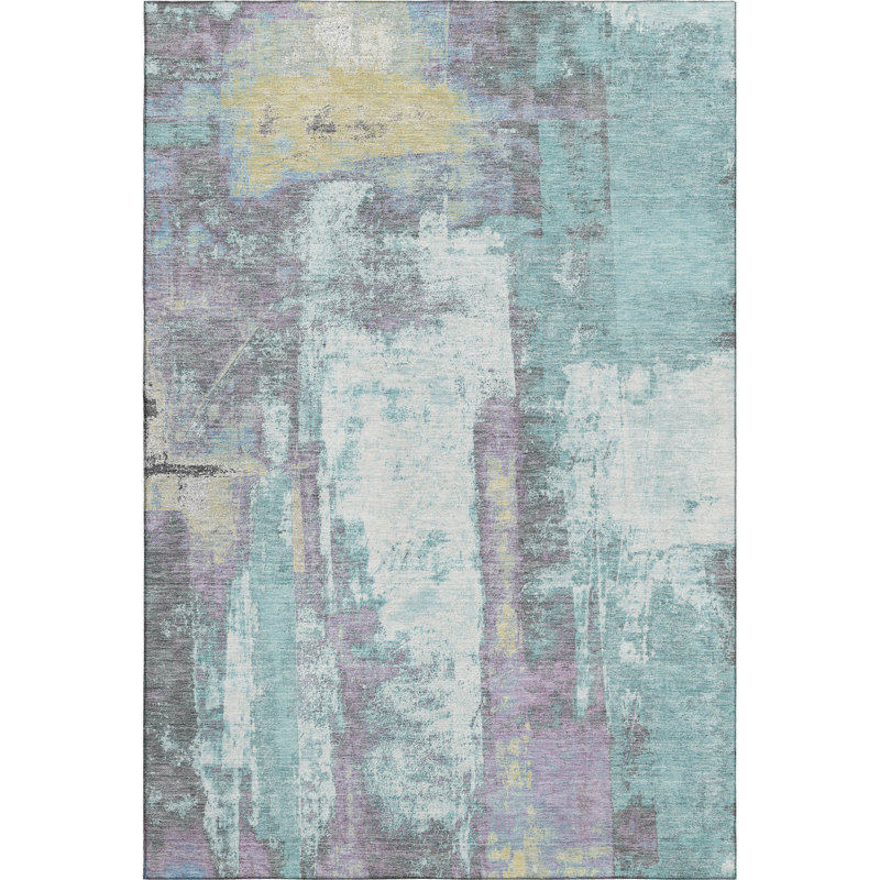 Premium Machine Washable Pirtle Abstract Rug, Rectangle 10' x 14'