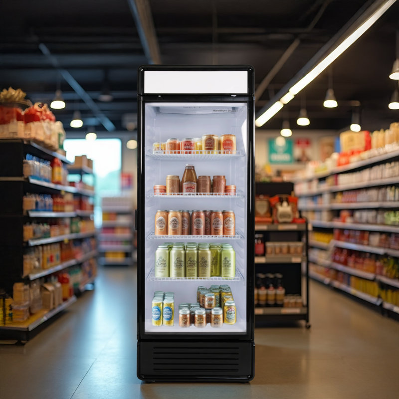 Hamilton Beach, 13.3 Cu.Ft.Commercial Glass Display Refrigerator, Black