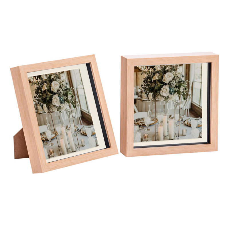 Nicola Spring - 3D Box Photo Frames, 22.5cm H x 22.5cm W x 3.5cm D, Dark Wood/Grey