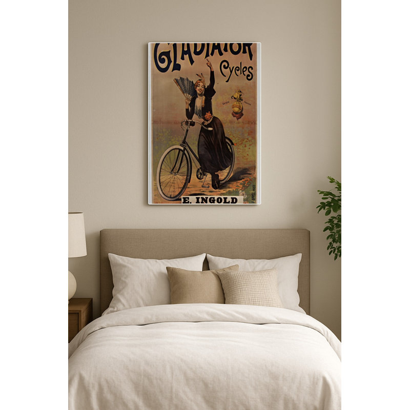 Gladiator Cycles 1890s Belle Époque vintage Bicycle Poster Wall Art — Portrait Metal Wall Art, H 10 po x l 8 po