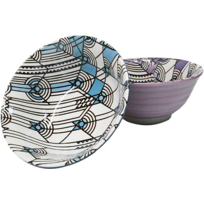 Paquet de 2 bols en porcelaine bleu et mauve 18 oz fabriqué au Japon avec douches d'avril