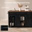 Îlot de cuisine de ferme avec station de charge et abattant, chariot de cuisine roulant de 58 po avec portes de grange coulissantes, support à épices et porte-verres, grande table d'îlot mobile avec rangement-2000886361