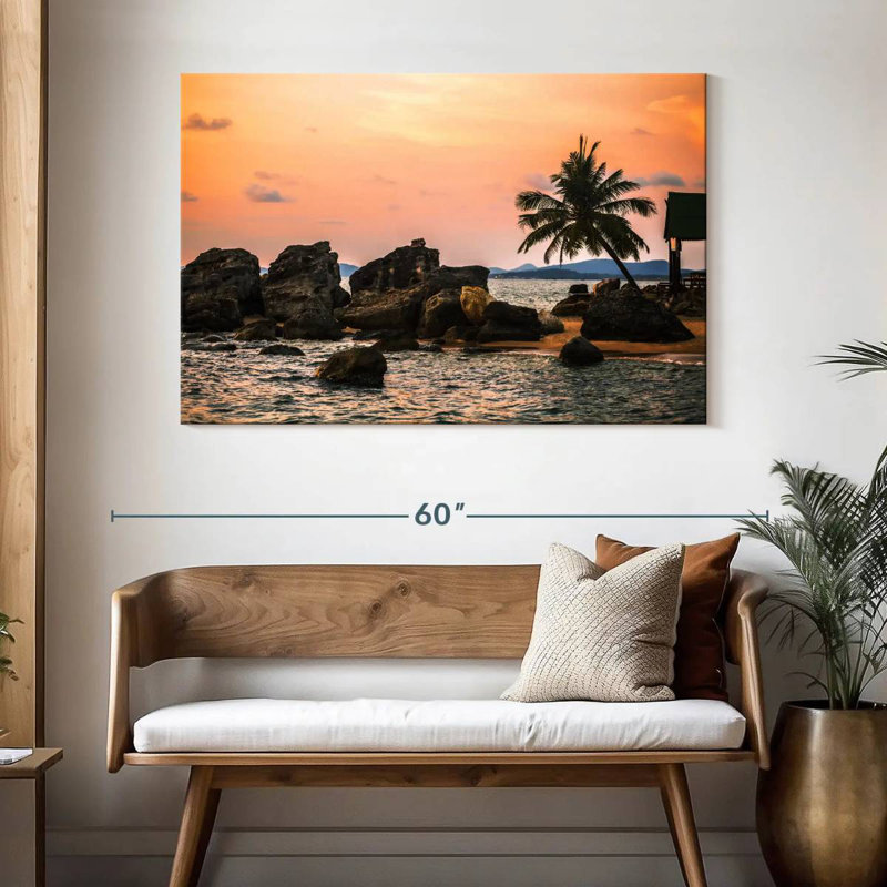 Coucher de soleil sur la plage de Gill Quard, H 32 po x l 48 po