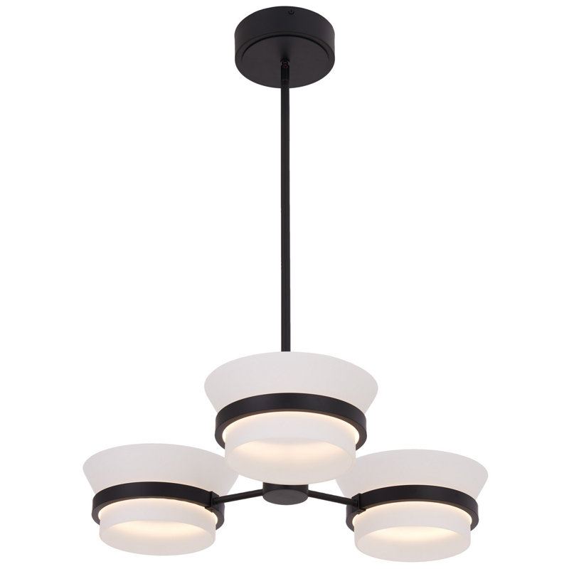Matte Black 3-Light LED Modern Linear Chandelier