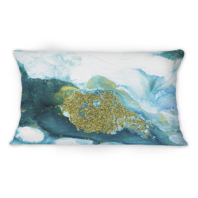 «Blue and Glitter Gold» - Coussin décoratif imprimé moderne 1