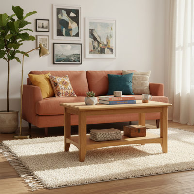 Censu Oak Coffee Table With Shelf