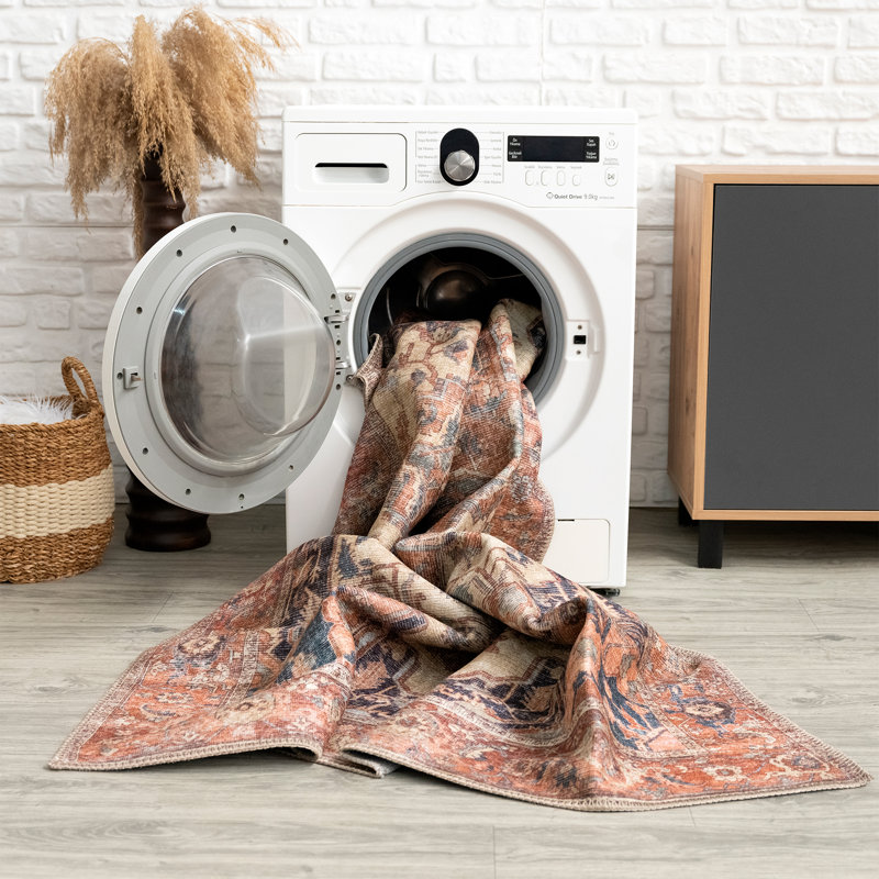 Bloom Rugs Washable Runner - Beige / Terracotta, Distressed Runner For Entryways, Hallways And Kitchens, Rectangle 2' x 3'
