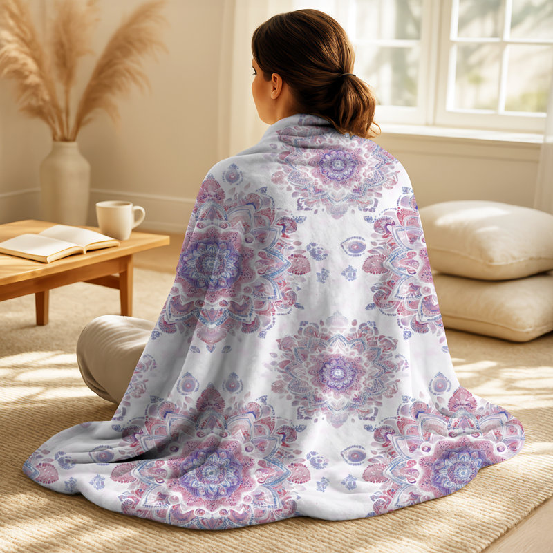 Jeté Soft Soft Mandala II - Paisley, Cachemire rose