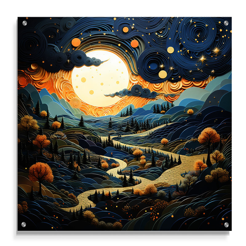 Gustauo - art mural surréalisme en acrylique pour le salon, H 16 po x l 16 po