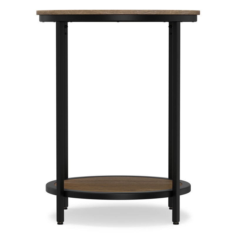 Table de bout ronde en métal 18 po Jenna, Noir, Gris chaleureux