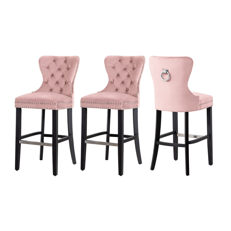 Tabouret de bar et de comptoir Kirsten, Rose, Tabouret de bar (siège d'une hauteur de 29 po), Noir