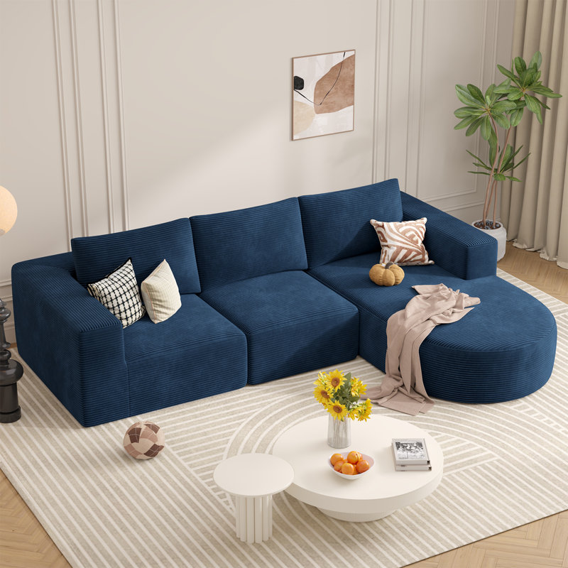 Boneless 105" Heavyweight Sectional Couch With L-shape Chaise No Assembly Required Modern Modular Sofa With Extra Deep Seat Cozy Upholstered Couches For Living Room Bedroom
