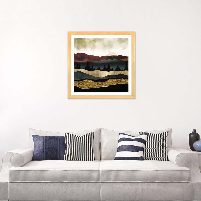 Début de l'automne - impression, Toile avec cadre en bois beige, Blanc, H 24 po x l 24 po x p 1 po