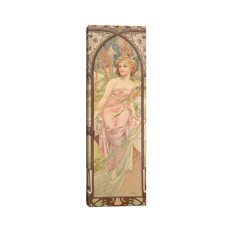 The Times Of The Day: Morning Awakening, 1899 by Alphonse Mucha - Wrapped Canvas Painting