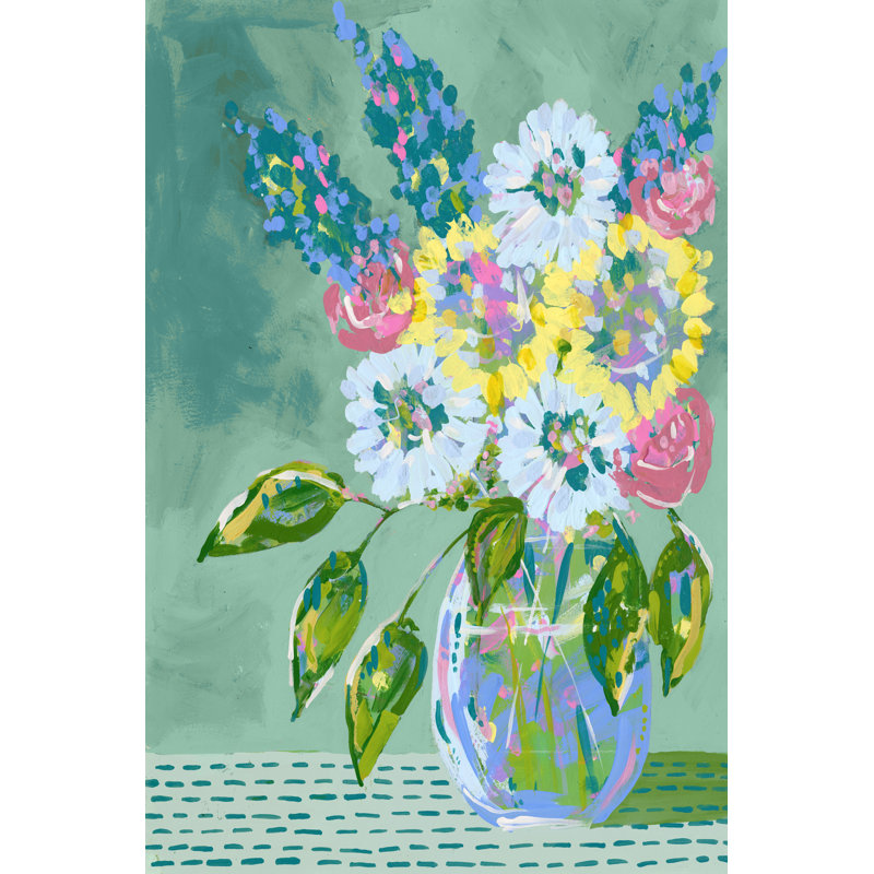 Pastel Blossoms II by Regina Moore - Painting, 122 cm H x 81 cm W, Black Floater Framed