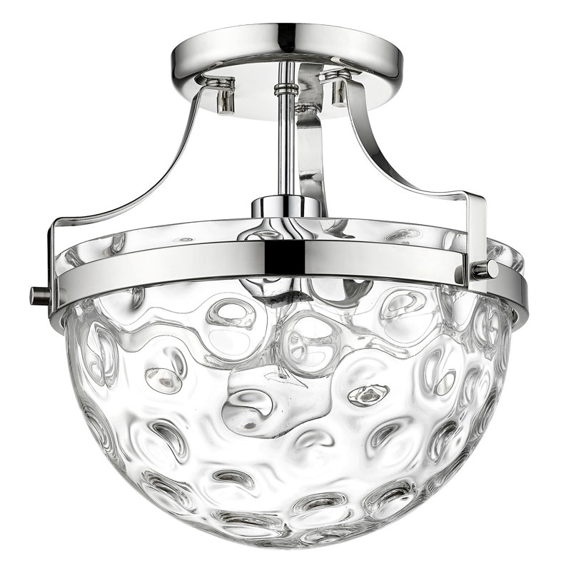 Plafonnier semi-encastré en verre Cannava, Nickel poli