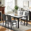 Ensemble de table de salle à manger 5 pièces pour 4 personnes, table de salle à manger moderne en faux marbre avec 4 chaises rembourrées en tissu écossais, table de cuisine moderne et ensemble de chaises pour petit espace, salle à manger, coin repas-1426005578