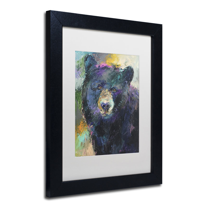 « art bear », impression sur toile, H 14 po x l 11 po x P 0,5 po, Cadre noir, Blanc