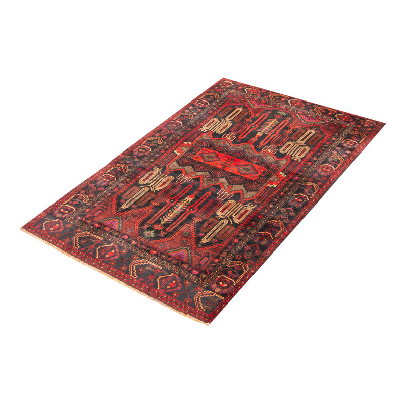 Tapis bleu foncé Teimani 3 pi 10 po x 6 pi 9 po