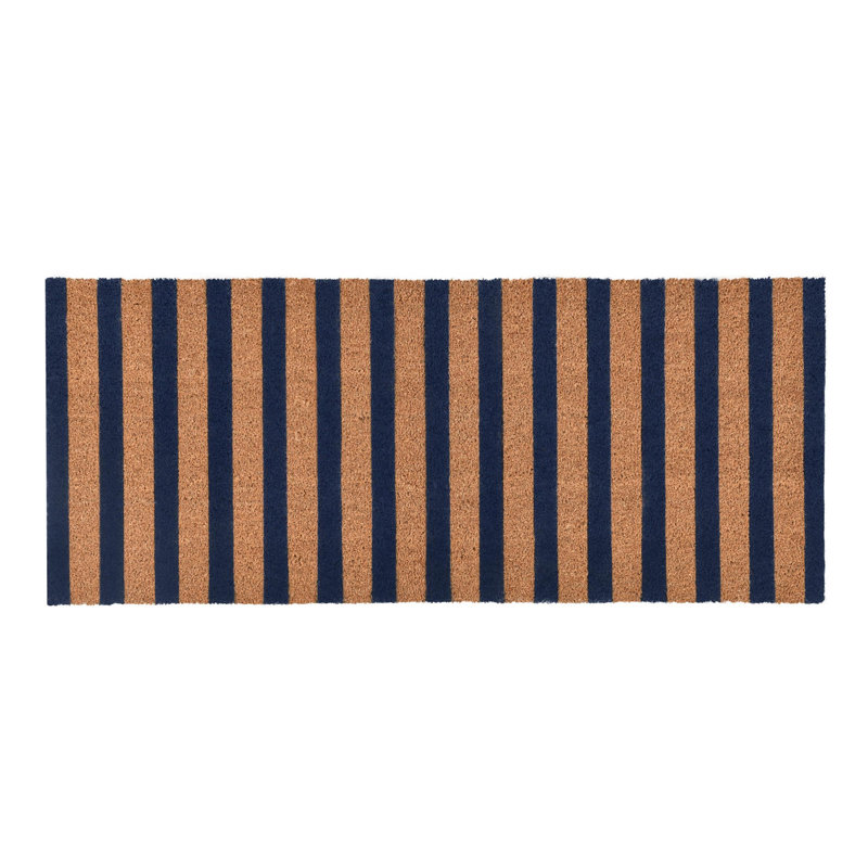Coir Striped Outdoor Doormat, Tan/Navy