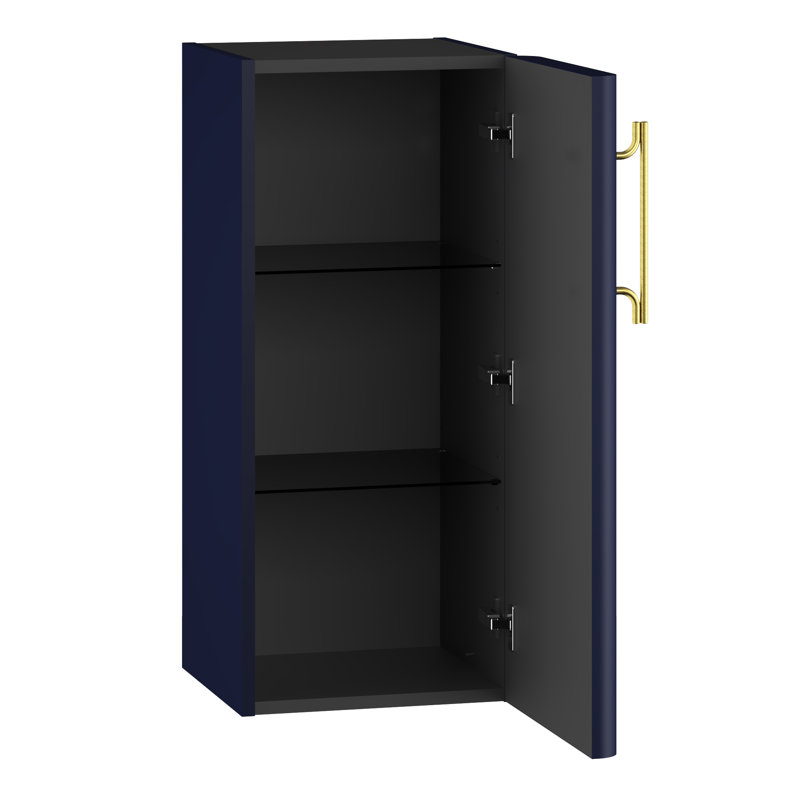 Ashauria Wall Bathroom Cabinet, Wave Blue/Gold, Right